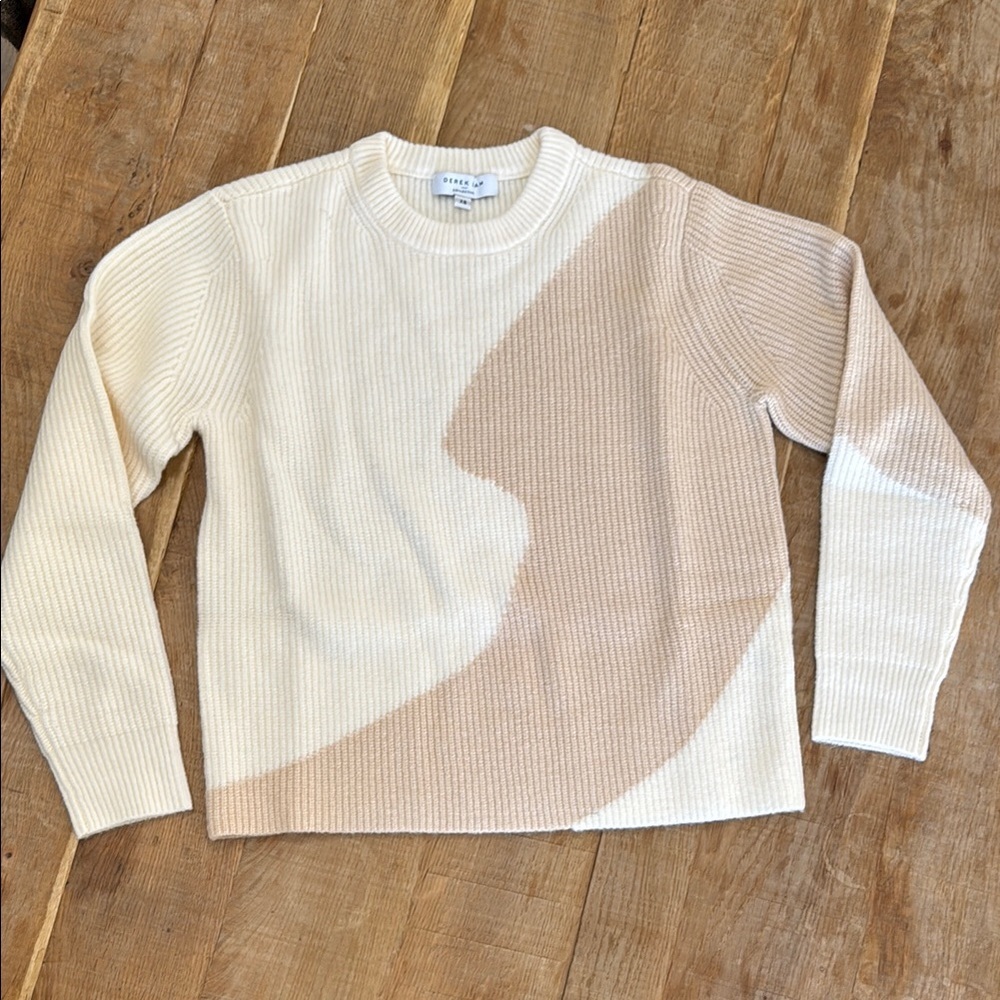 Derek Lam Tan and Cream Crewneck Sweater Relaxed Fit NWOT